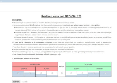 Réalisez votre test NEO Clin 120 - question 1